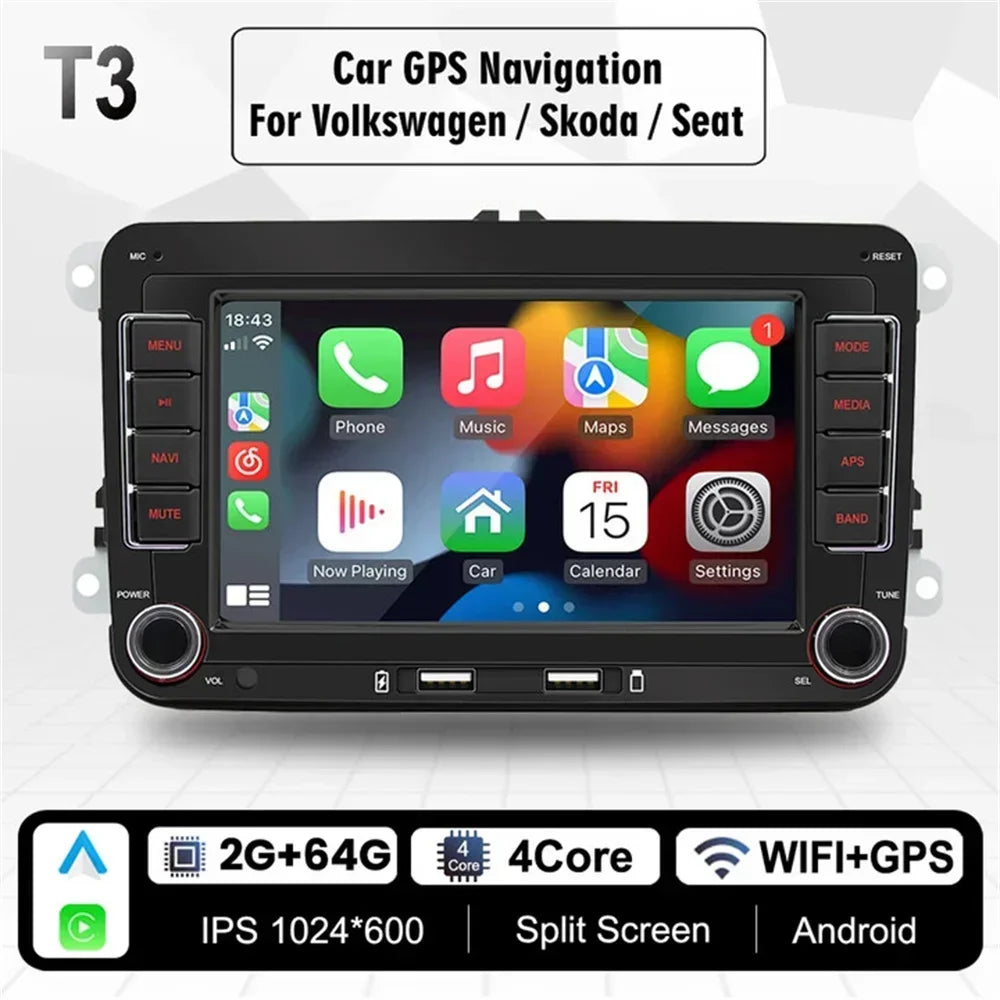 2Din Car Radio Android for Volkswagen Golf 5 6 Polo Passat B6 B7 CC Skoda Jetta Universal Muiltmedia Carplay Wifi GPS Navigation
