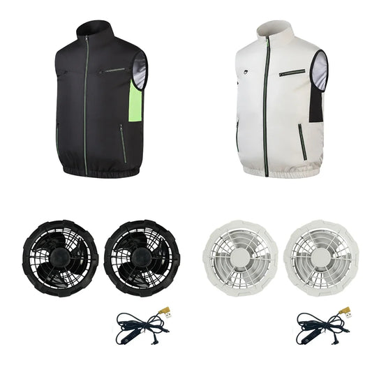 Cooling Vest Ice Fan Vest 3 Gears USB Heat Resistant Air Conditioner Clothes Vest Breathable Wearable Cooling Fan Vest Camping