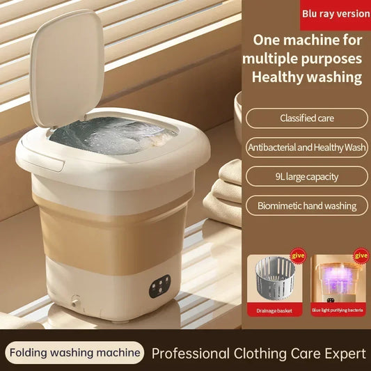 Folding Portable Washing Machine Big Capacity with Clothes Spin Dryer Bucket Travel Socks Underwear Panties Washing Machine