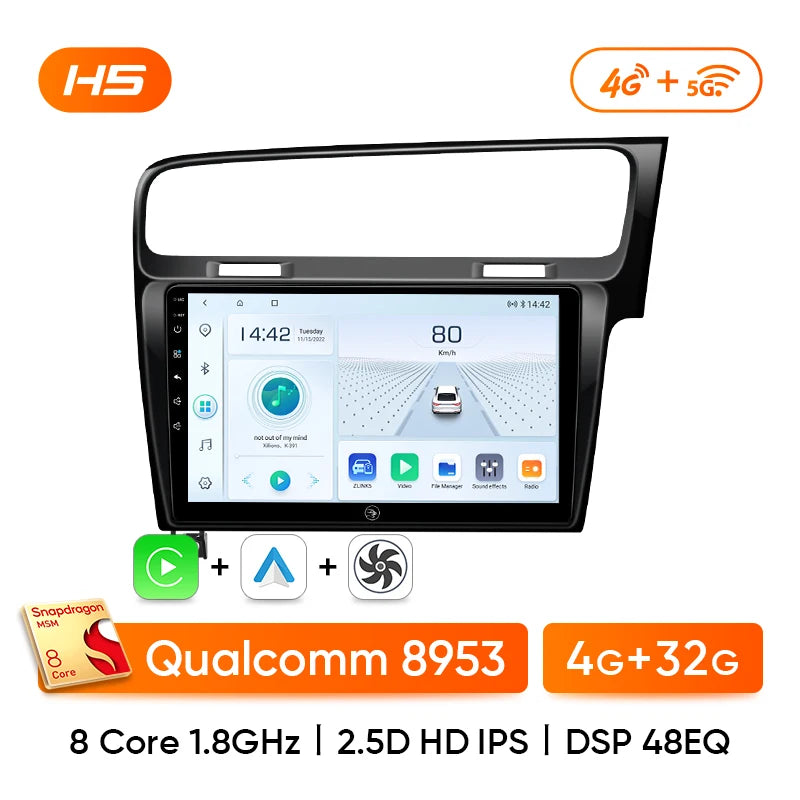 Ainavi Car Radio For Volkswagen VW Golf 7 MK7 RHD 2012 2013 2015 2017 2019 2021 Carplay Android Auto Car Multimedia Player 2 Din