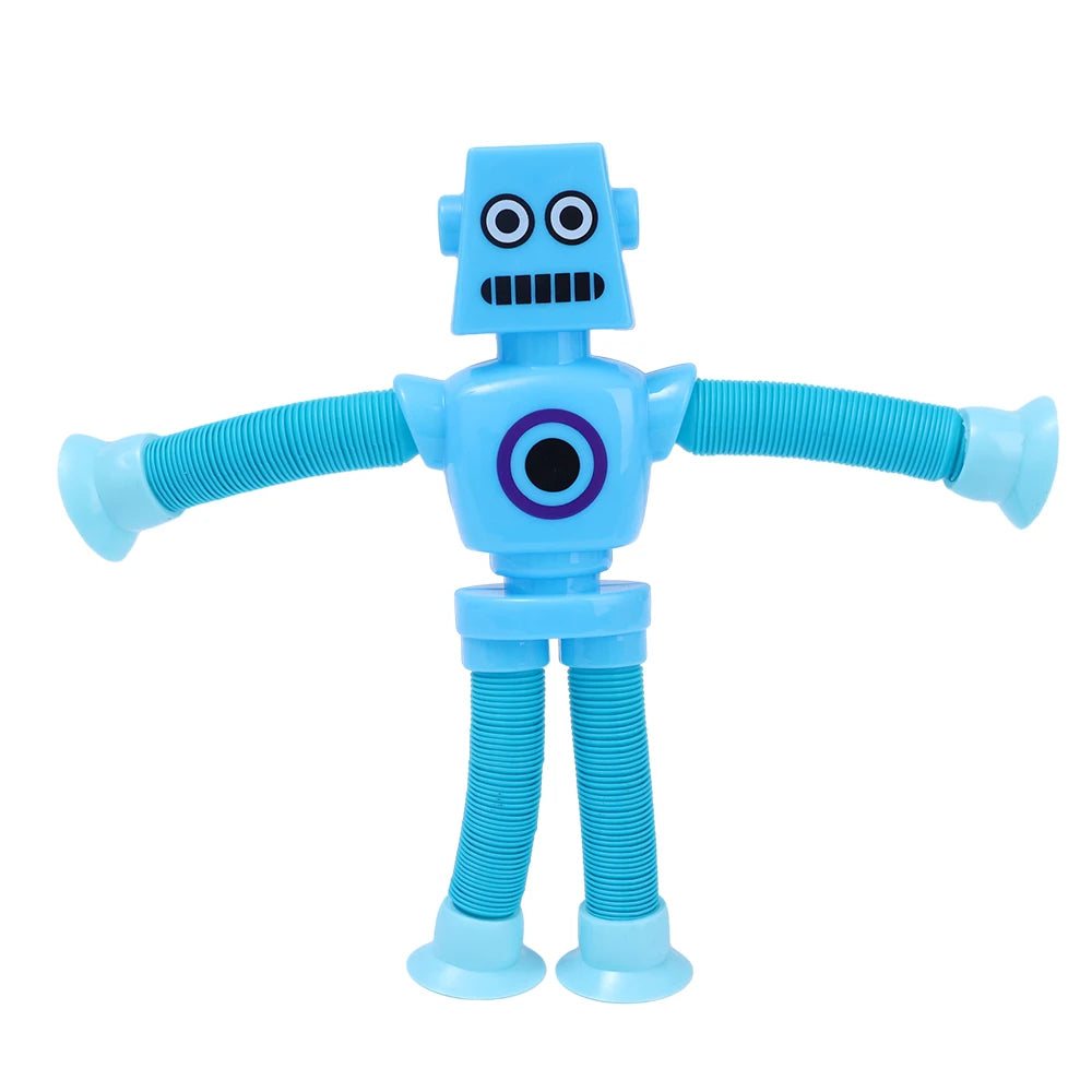 Variable Fun Cartoon Robot Telescopic Tube Toys Kids Puzzle Stretch Suction Cup Robot Toy DIY Telescopic Stress Relief Toys