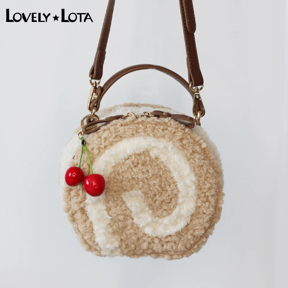 Lolita Bag Sweet Cure Downy Crossbody Bags for Girls Circular Kawaii Handbag Teenage JK Uniform Shoulder Bag Сумка Bolso