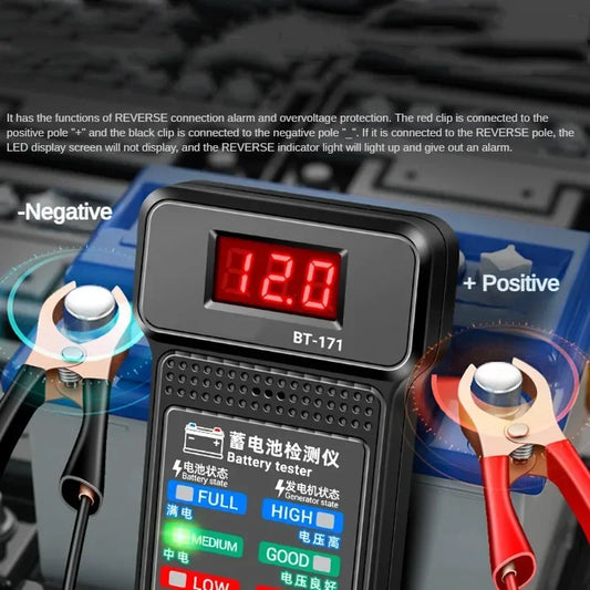 2023 New Universal Car Battery Tester 12V 24V 100-2000CCA Battery Load Tester Tool with LCD Screen Automatic Alternator Analyzer