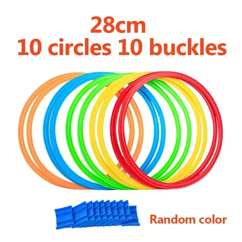 New Outdoor Kids Funny Physical Training Sport Toys Lattice Jump Ring Set Game 10 Hoops 10 Connectors for Park Play Boys Girls