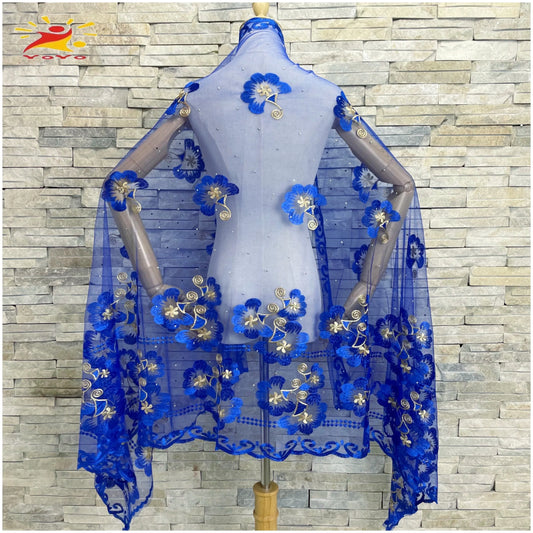 2022 African Islamic Women's Headscarf Muslim Scarf Fashion Pashmina Soft Tulle Embroidered Hijab Shawl Soft Wrap 200*100CM