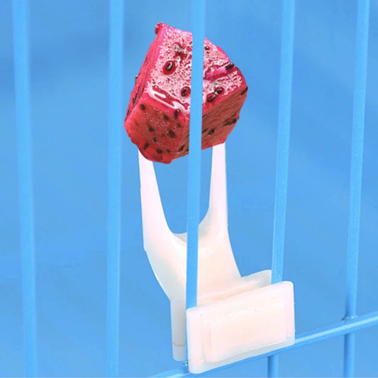 New 1 Pcs Birds Parrots Fruit Fork Pet Supplies Plastic Food Holder Shelf Feeding On Cage Pet Supplies Fruit Snacks Fork