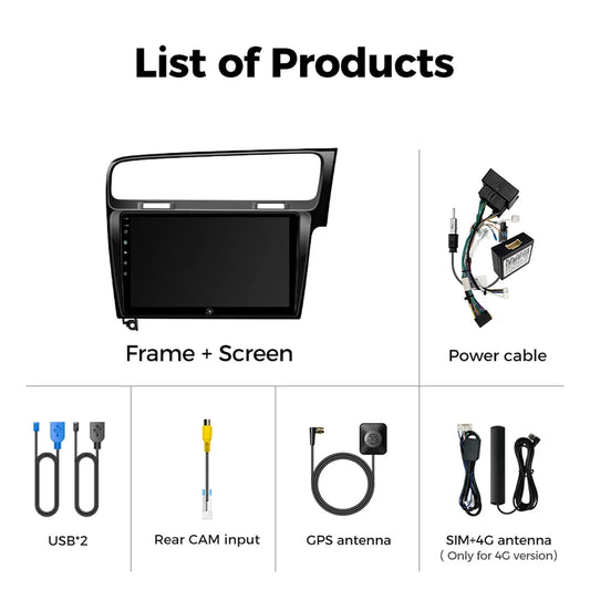 Ainavi Car Radio For Volkswagen VW Golf 7 MK7 RHD 2012 2013 2015 2017 2019 2021 Carplay Android Auto Car Multimedia Player 2 Din