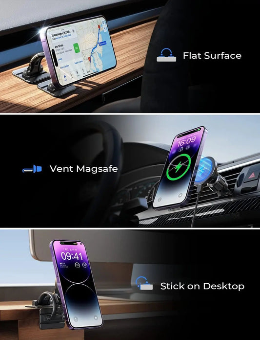 LISEN for 15W MagSafe Car Mount Charger Universal Phone Magnetic Wireless Car Fast Charging Mount Car Accessories for iPhone 15