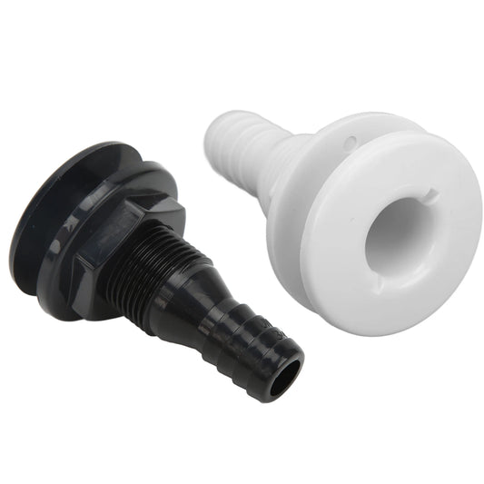 Boats Fitting Boat Through Hull Connector 3/4in ABS Plastic Hose Coupling Drain Outlet Accessory Drain Scupper Thru Hull Fitting