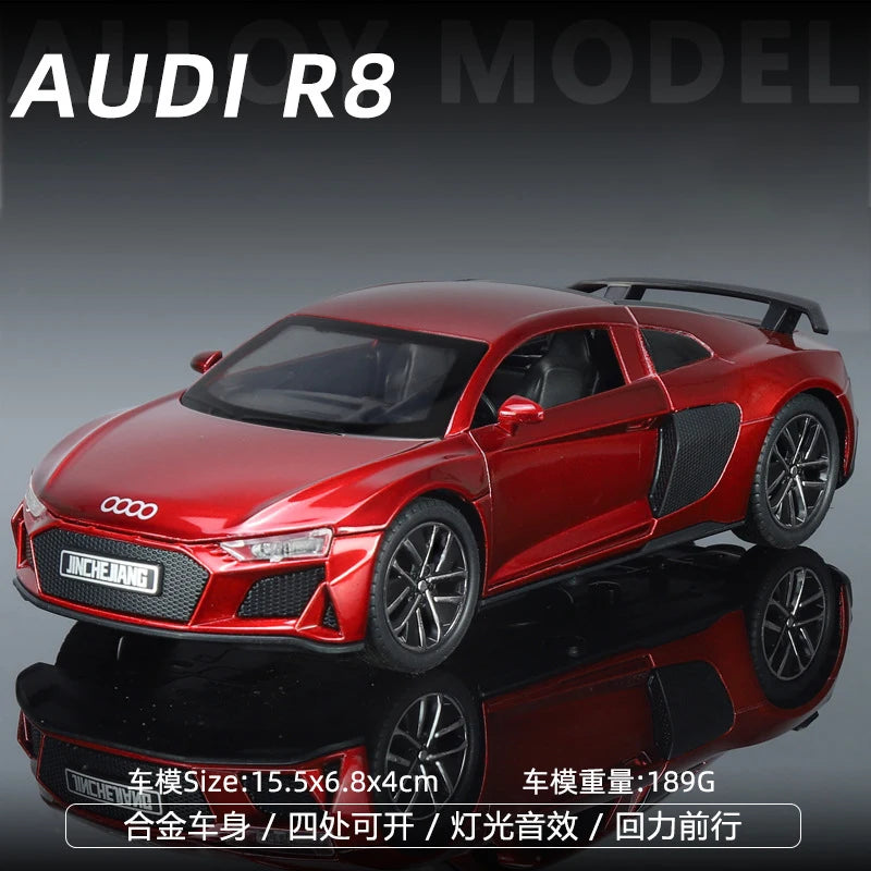 1:32 Audi R8 Supercar Alloy Model Car Toy Diecasts Metal Casting Sound and Light Car Toys For Children Vehicle