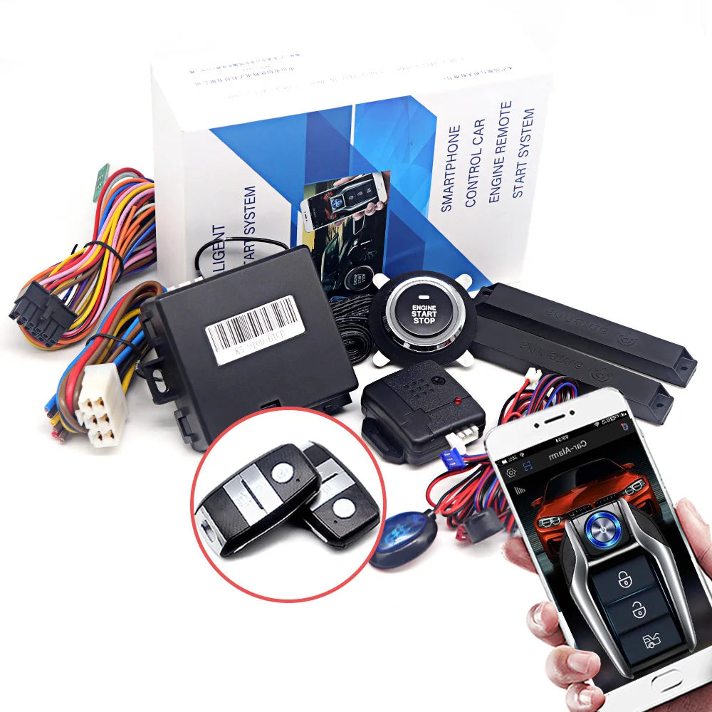 Universal Car Alarm AutoStart System APP Remote Control Engine Ignition Kit Push One Button Start Stop System Car Accessories