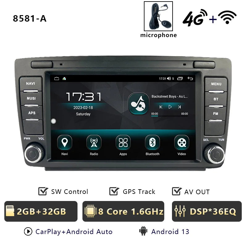 CHSTEK 7" Android Car Radio Wireless Carplay Multimedia for Skoda Octavia Mk2 A5 2004-2014 WIFI Bluetooth Plug and Play Canbus