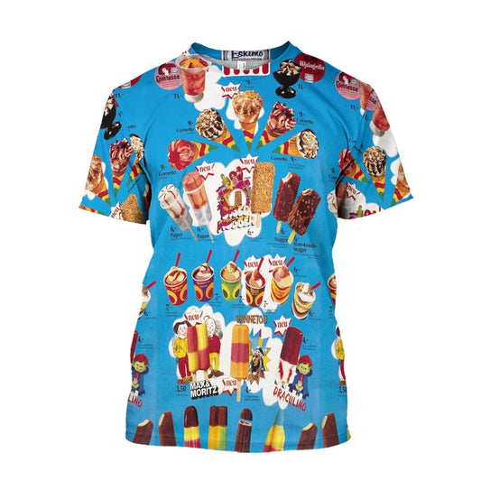 Men's T-Shirt Ice Cream Print Top Summer Short Sleeve 3d T-Shirts Fashion Casual Crew Neck Male Oversized Clothing Pullover