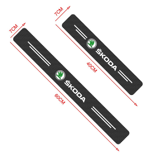 4PCS Carbon Fiber Car Sticker Auto Door Threshold Waterproof Stickers For Skoda Octavia MK2 MK3 2 3 A7 Fabia Karoq Kodiaq Rapid