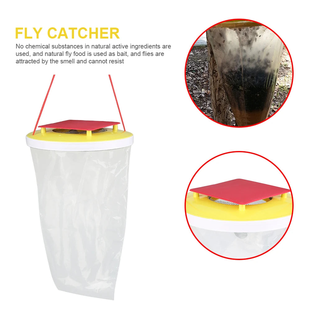 Flies Catcher Disposable Pest Control Bug Trap Bag Hanging Flycatcher Bag with Bait for Parks/Canteens/Restaurants/Farms Outdoor