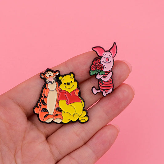 Cartoon Yellow Bear Pig Soft Enamel Pin Children Brooch for Clothes Briefcase Metal Badges Lapel Pins for Backpack Accessories