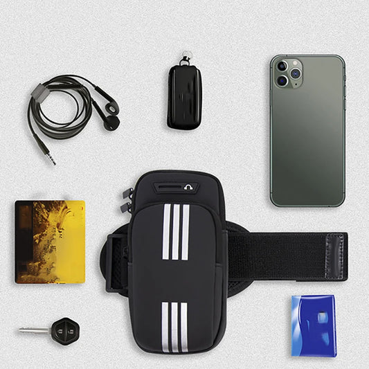 HAISSKY New Reflective Stripe Armband Bag For iPhone 15 14 13 12 Pro Max 15 Plus Elastic Zipper Running Sports Arm Phone Pouch