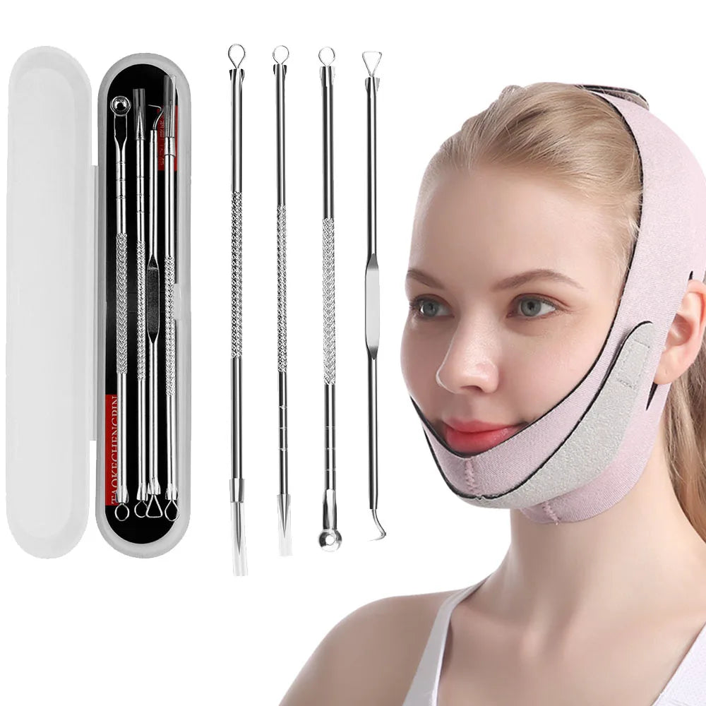 EMS Face Slimming Bandage V Line Face Shaper Women Chin Cheek Lift Up Belt Facial Massager Strap Face Skin Care Tools Beauty