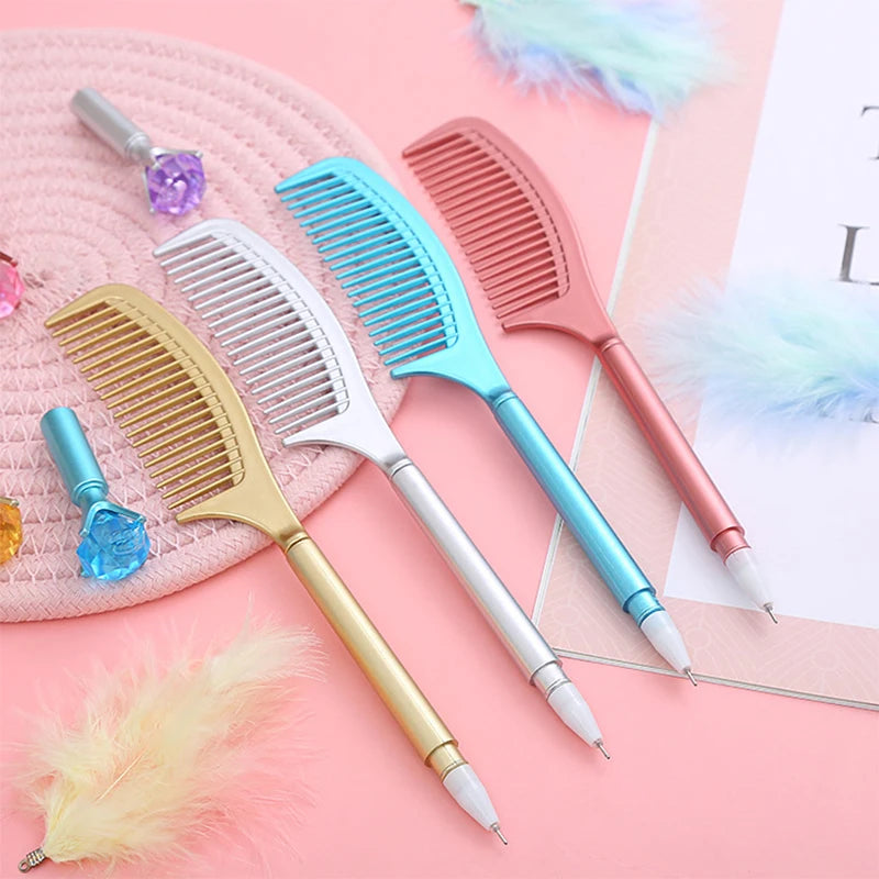 Custom Logo Diamond Comb Gel Pens Cute Signature Pen Kids School Supplies Unique Pen Cheap Kawaii Stationery Office Accessories