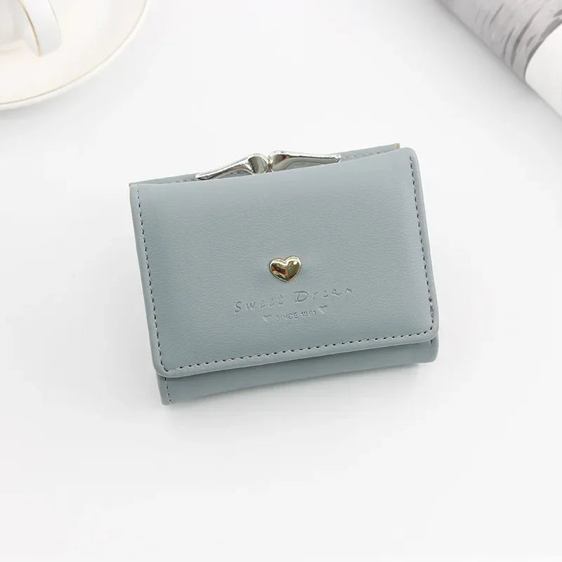 New Fashion Purse Female Short Version of Students Fresh Folding Mini Metal Wallet Cute Purse Lady Coin Purse for Female Lovely