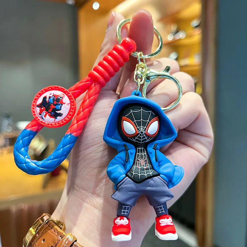 Wholesale Spider-Man Keychain Spiderman Action Figure Anime Spider Man Keyring Backpack Pendant Bag Car Key Ring Kid Model Toy