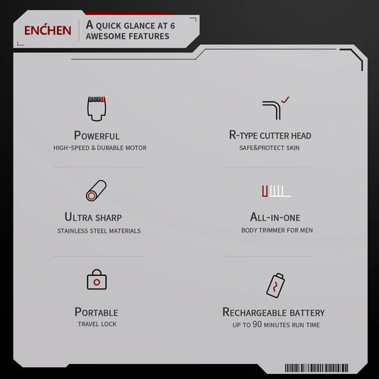 ENCHEN Hair Clipper Professional Hair Trimmer Hair Cutting Machine Multi-functional Body Trimmer Beard Shaver for Men - Beardo 2