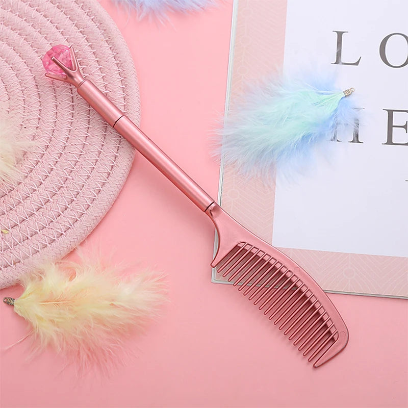Custom Logo Diamond Comb Gel Pens Cute Signature Pen Kids School Supplies Unique Pen Cheap Kawaii Stationery Office Accessories