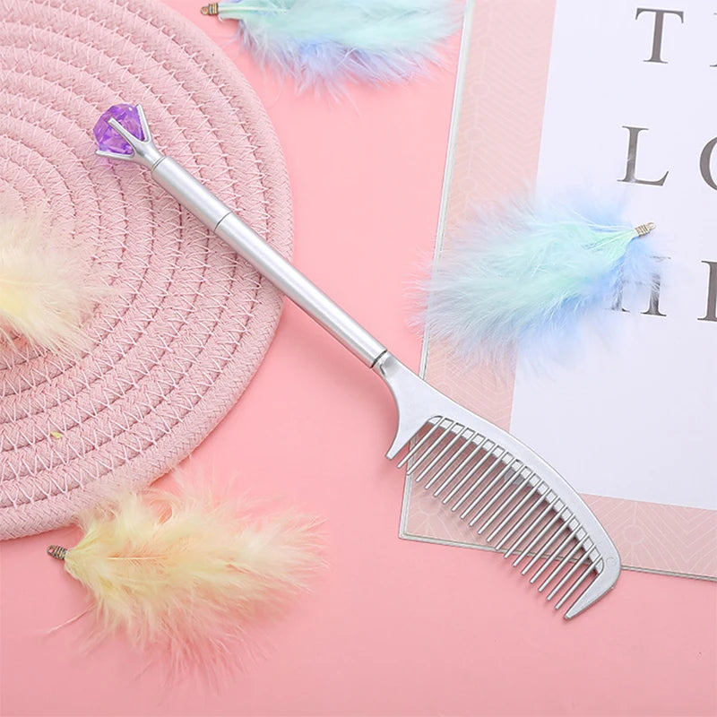 Custom Logo Diamond Comb Gel Pens Cute Signature Pen Kids School Supplies Unique Pen Cheap Kawaii Stationery Office Accessories