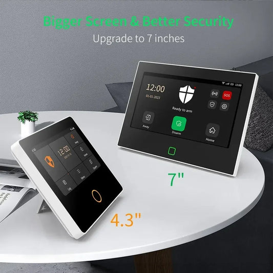 7 Inch Smart WiFi Home Alarm Panel Big Screen 4G Full Touch Tuya Smart Life Alarm Host Systems Kits Security Home Protection