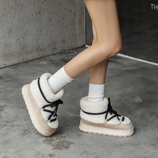 2024 Fashion Women's Winter Warm Snow Boots Toe Wrap Warm Cotton Slippers 5cm Padded Thickened Platform Ankle Boots Botas Mujer