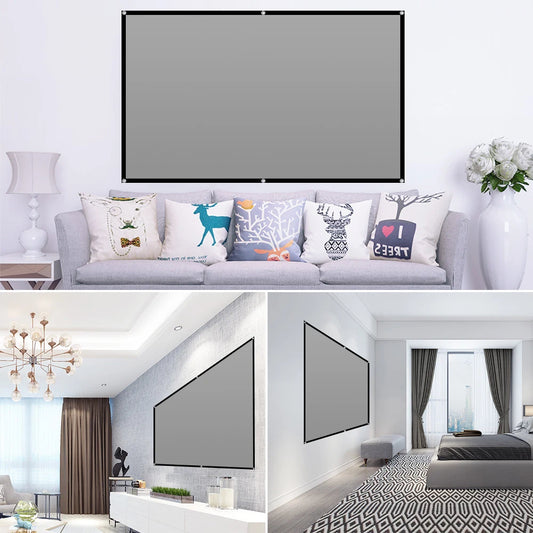 LEJIADA Projector Screen 60-133 Inch Metal Grey Anti-Light 16:9 Portable Black Border With Holes Home Outdoor Projection Screen
