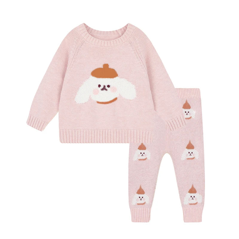 Baby Boys Girls Spring Fall Sweater Clothes Suits Infant Sweater Tops + Pants Newborn Toddler Warm Outwear Clothing