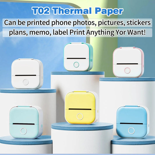 Phomemo T02 Thermal Printer Paper Thermal Sticker BPA Free for Journal Photo Picture Texts Study Notes To Do List 3rolls/box