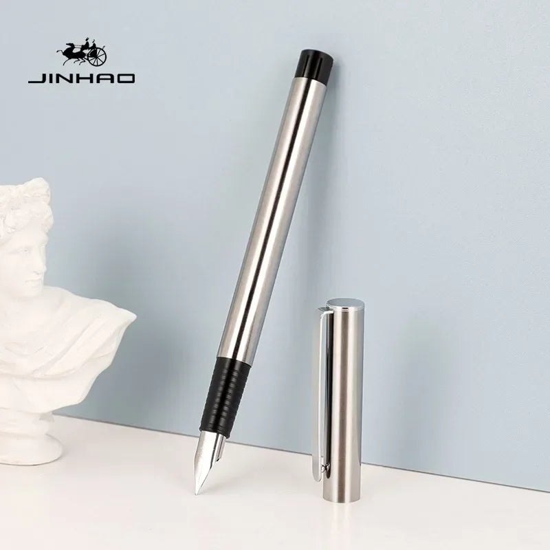 JINHAO 65 Fountain Pen F/EF/ 0.3mm Nib Stainless Steel Frosted Black Writing Ink Pens Business Office School Supplies Stationery