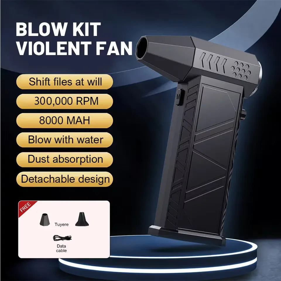 Violent Fan 400000RPM Powerful Air Blower Vacuum Dust Cleaner Type-C Charging Strong Winds Brushless Turbo Jet Blower 2025 New