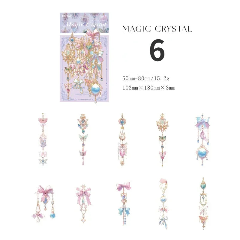 20pcs/pack Vintage Jewelry Theme Sticker Pack PET Laser Gold Hand Account Border Material Sticker Stationery