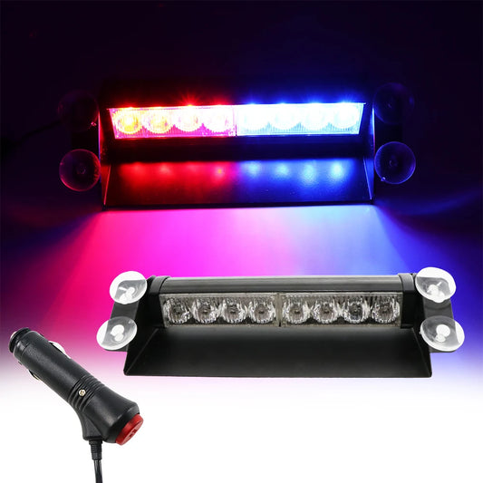 12V Car Flashing Warning Lights LED Police Strobe Lamps DRL Day Running Interior Windshield Suction Truck Automotive Accessories