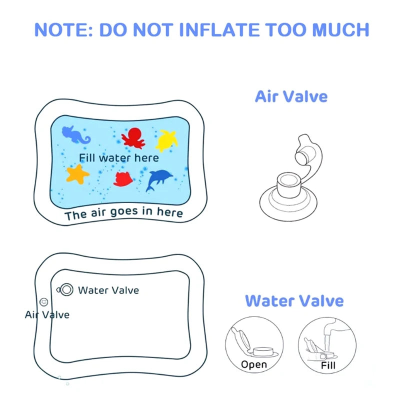 Water Tummy Time Mat for Infants 3-12 Months Old Measures 26 inches x 19.6 inches Water Mat for Babies Water Play Mat