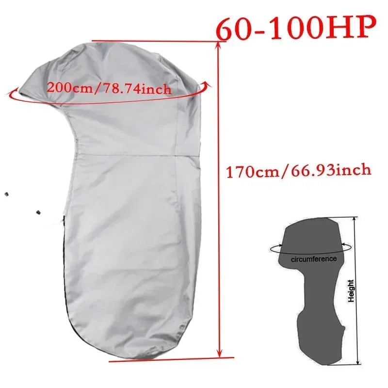 600D 6-225HP Full Outboard Motor Engine Boat Cover Grey Waterproof Anti-scratch Heavy Duty Outboard Engine Protector