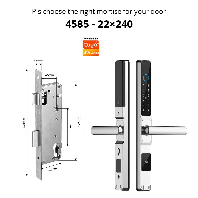 TUYA WIFI Waterproof Smart Door Lock Fingerprint APP Password RFID Card Keyless Digital Electronic Lock Aluminum/Glass Sliding