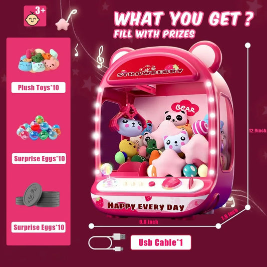 Claw Game Machine,Unicorns Claw Machine for Kids,Mini Vending Machine with LED&Music,Rechargable Claw Arcade Games Toys for Gift