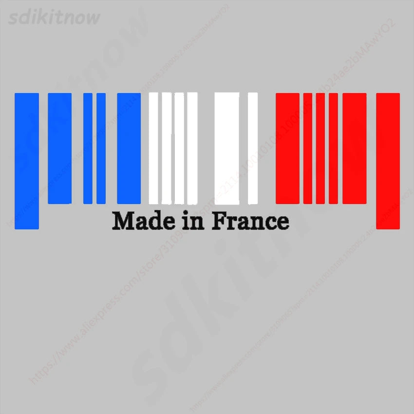 9x25cm 1pc New Made in France Flag Bar Code Car Funny Stickers PVC Decal Styling For Peugeot Citroen Renault Bugatti DS Dacia