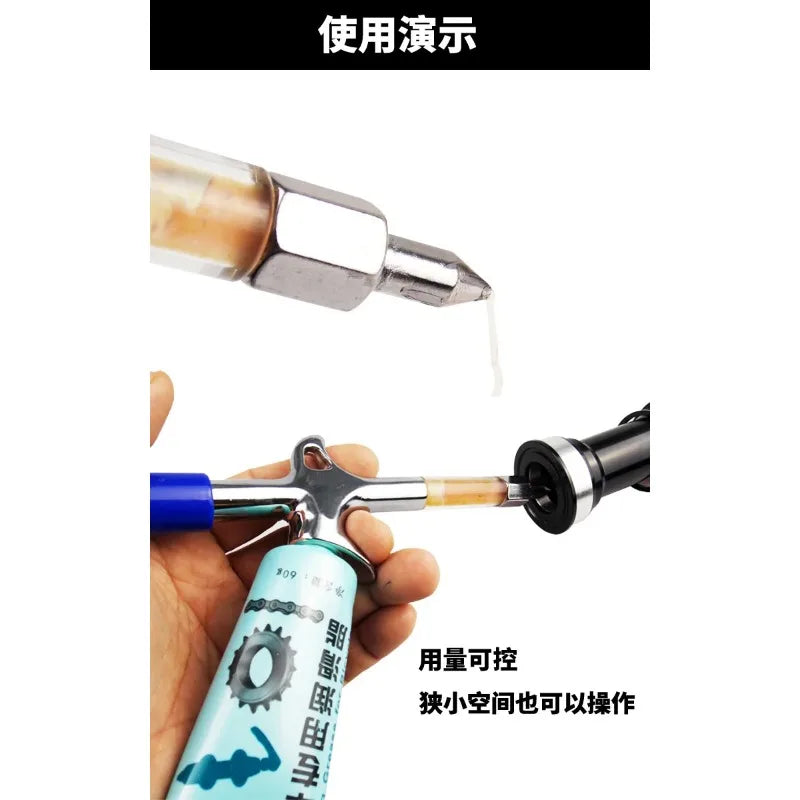 Cycling Aluminum Alloy Grease Gun Mini Nozzle Syringe Bicycle Accessories Upkeep Chain Injector Cycling Supplies Oiling