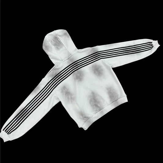 Y2K Cotton Sweatshirt clothes Two Piece streetwear high quality Striped Embroidery Baggy Jeans Net Red Fashion Tide Hoodie Set