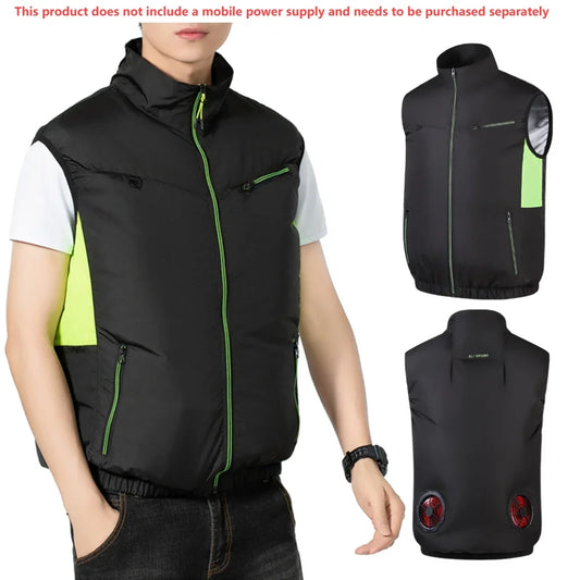 New Cooling Vest Ice Fan Vest Heat Resistant Air Conditioner Clothes Cooling Fan Vest for Summer Camping Fishing Vest Hiking
