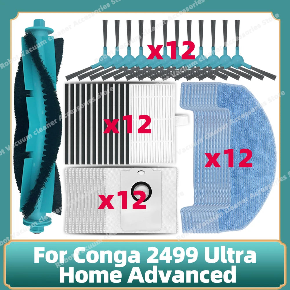Fit For Conga 2499 Ultra Home Advanced Titanium / Atvel SmartGyro R80 Base Main Side Brush Filter Mop Cloth Dust Bag Parts