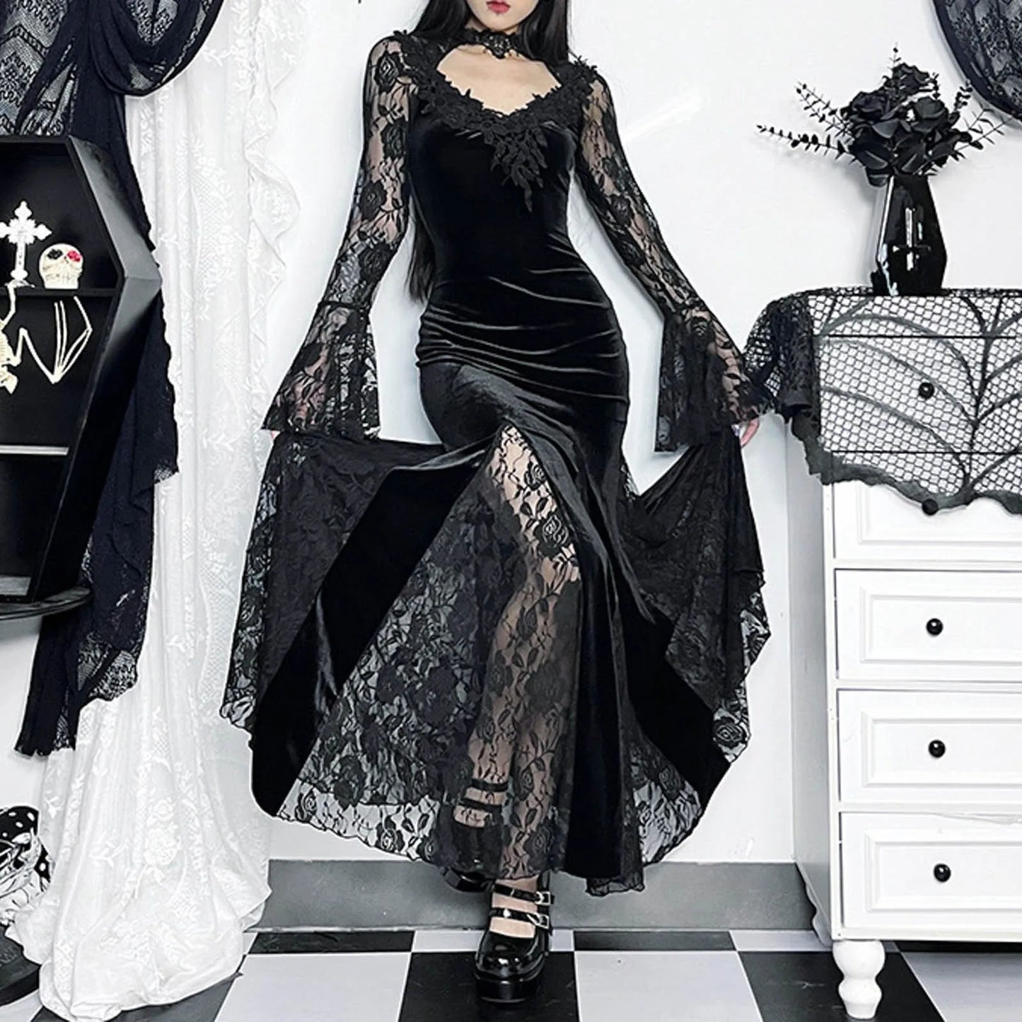 Dresses For Formal Occasions Womens Gothic Plaid Mini Dress Vintage Dress Punk Dress Vestidos Elegantes Feminino