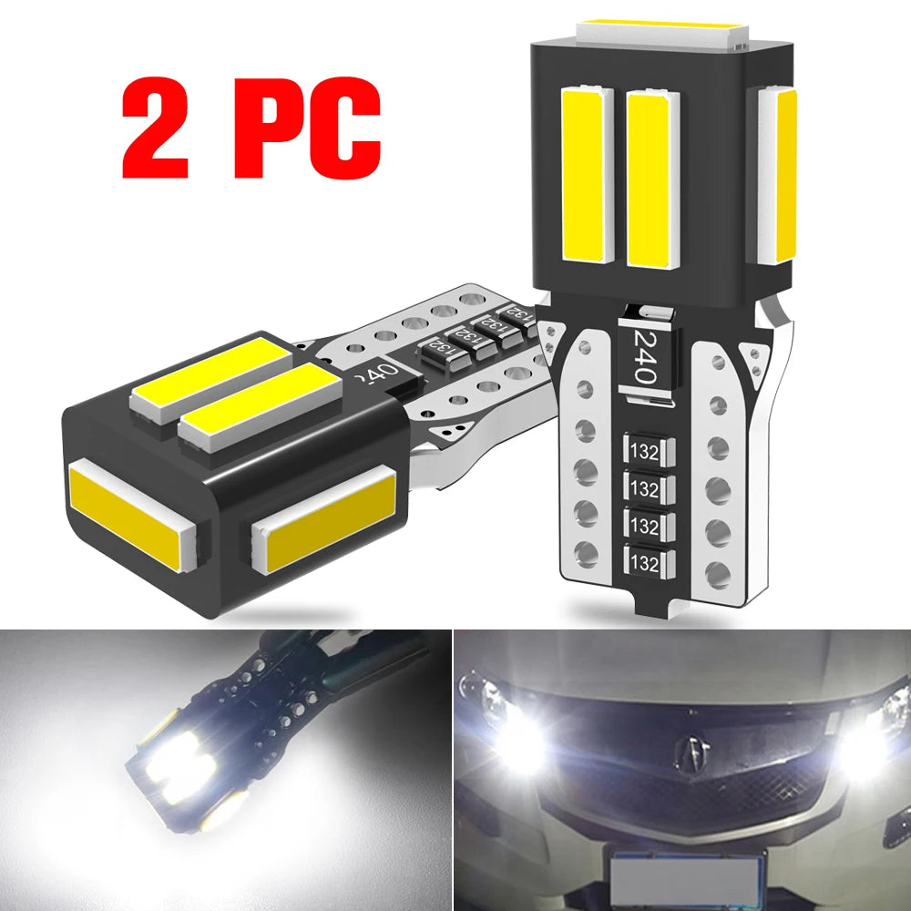 A pack 7020 SMD T10 W5W 194 Led Bulb Parking Car LED Side Light Trunk Lamp 12V White Lighting For Peugeot 206 308 307 207 Orange