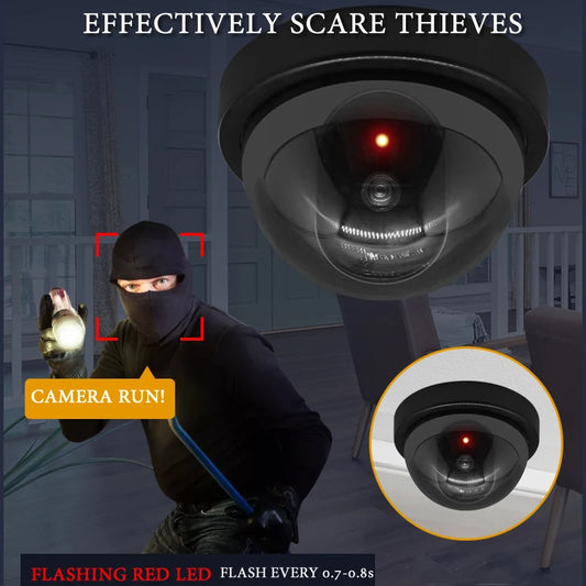 Black/White Fake Dome Camera Red Flashing LED Light Dummy CCTV Security Camera Home Office Surveillance Security System