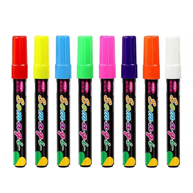 Roise 8 Colors/Set Fluorescent Pen Lamp Board Pen LED Pen Fluorescent Board Luminous Pen Advertising Pen Can Wipe Liquid Chalk